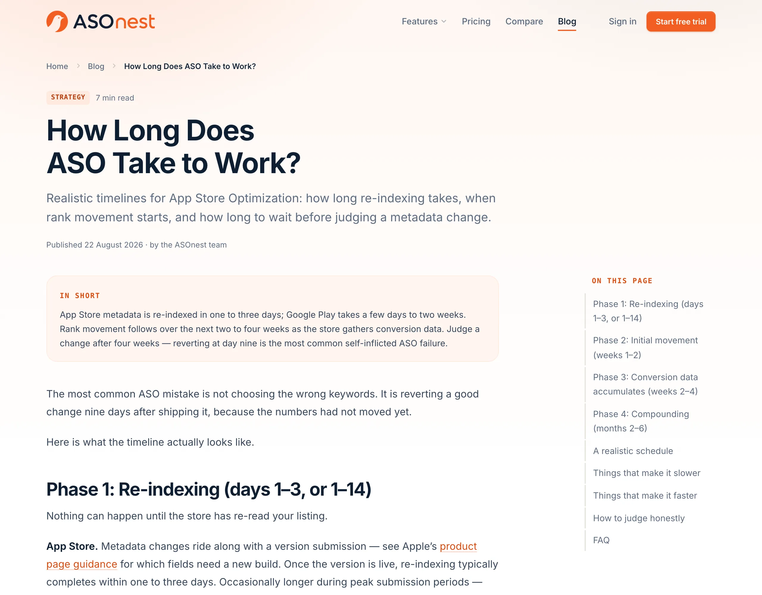 ASOnest guide: How long does ASO take?