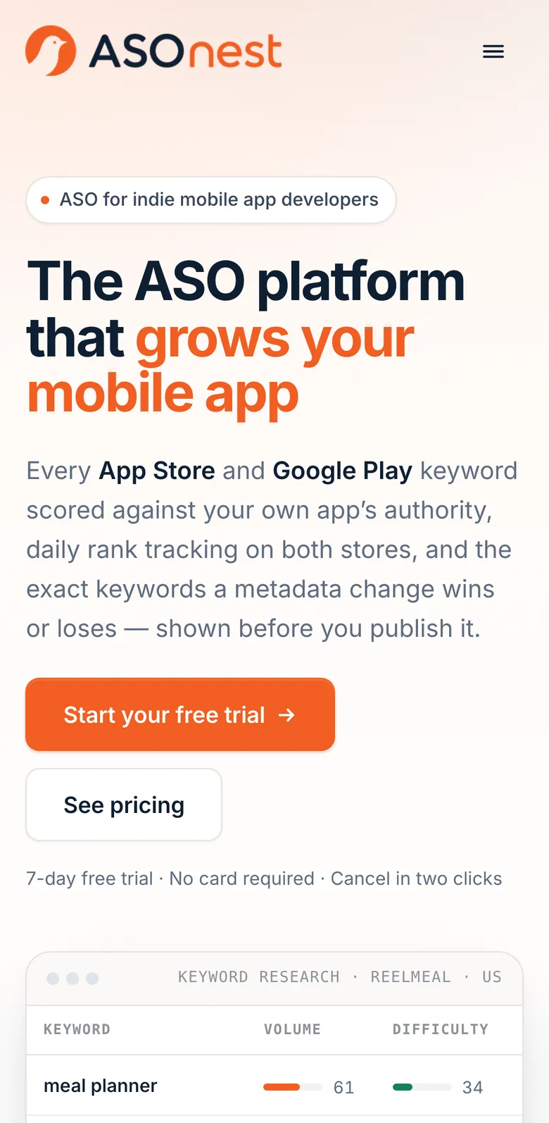 ASOnest homepage on a phone