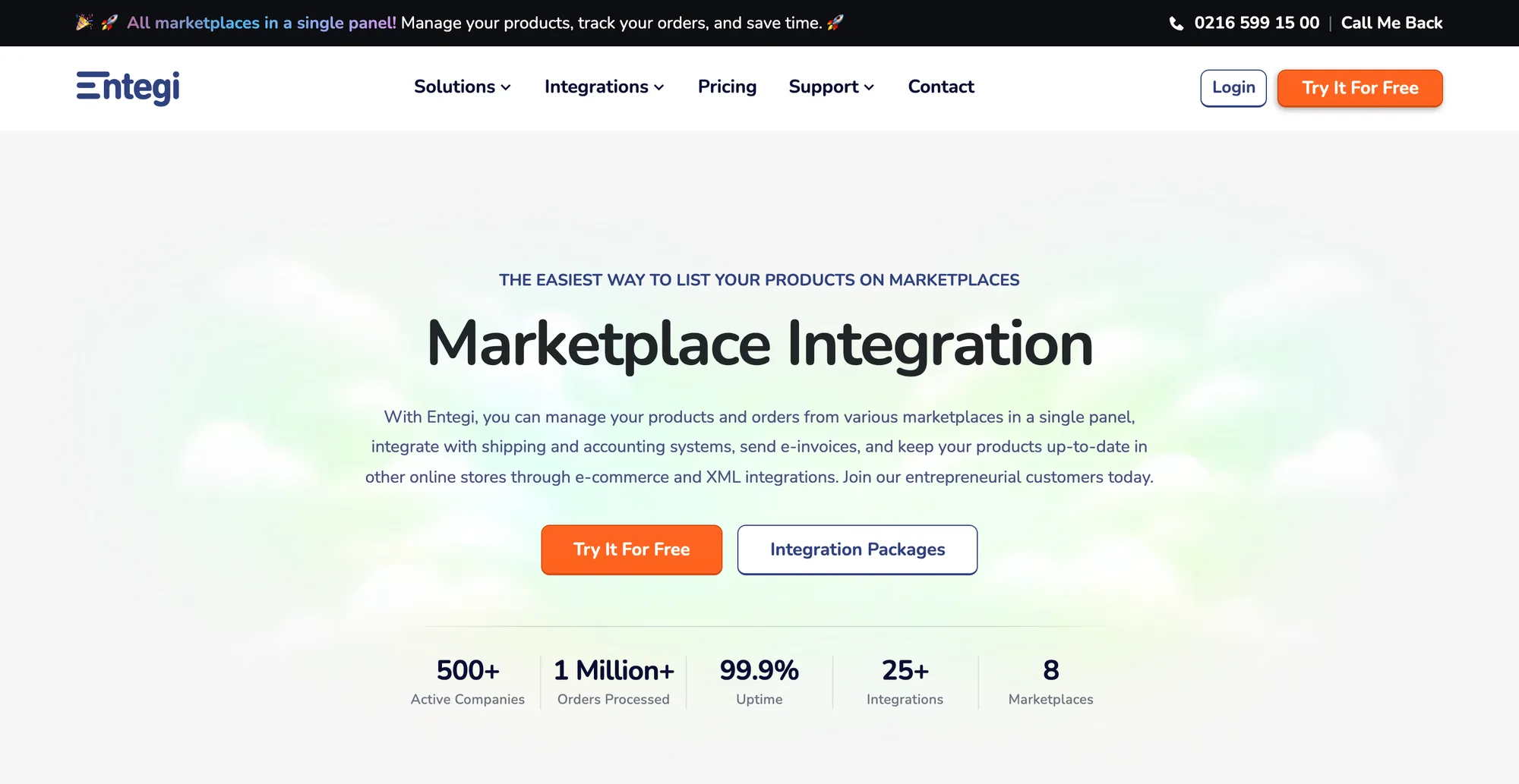 Entegi homepage on a desktop computer