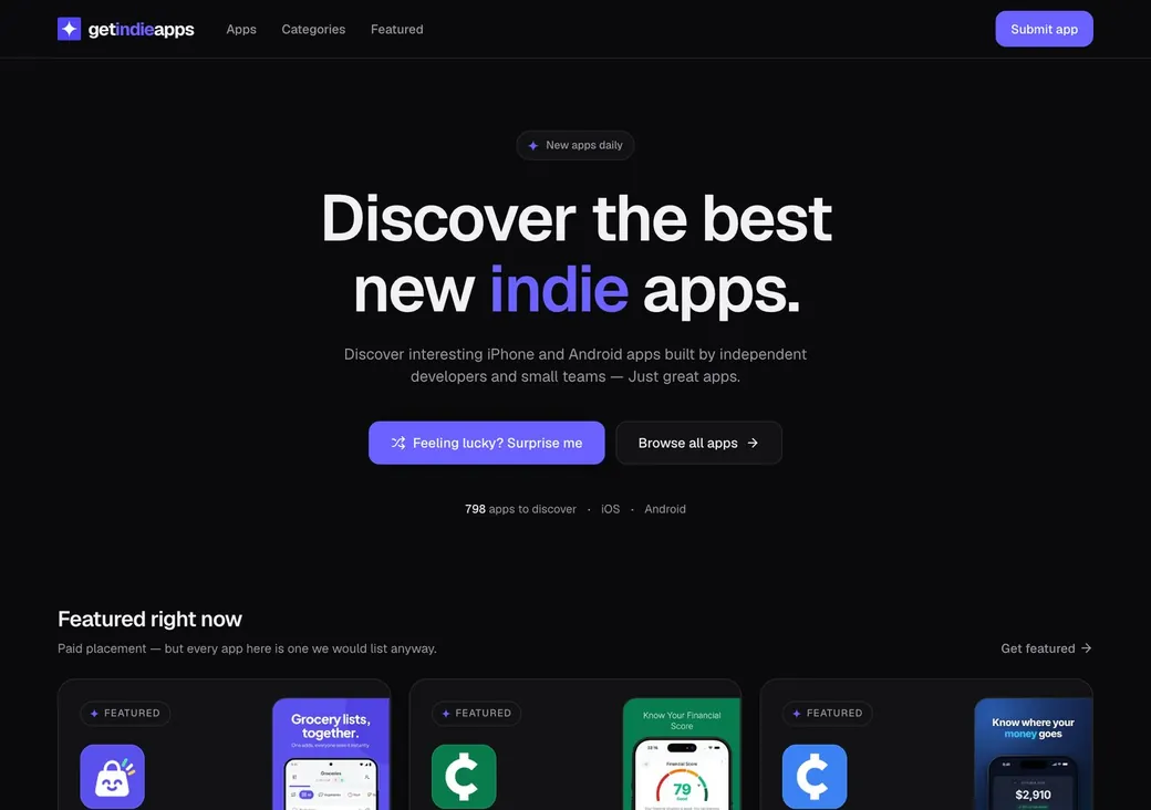 Get Indie Apps website