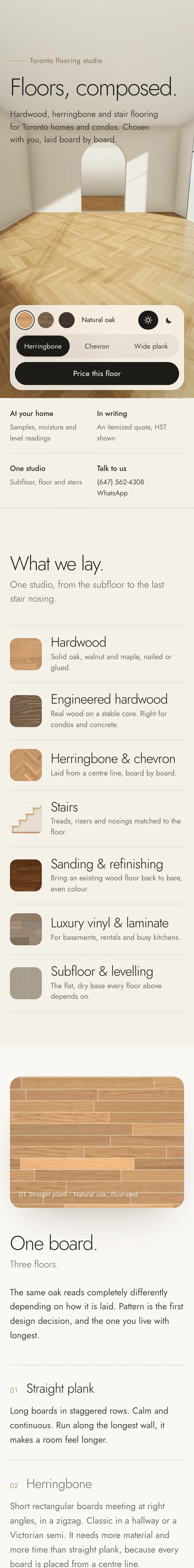 Lux Floor & Design homepage on a phone