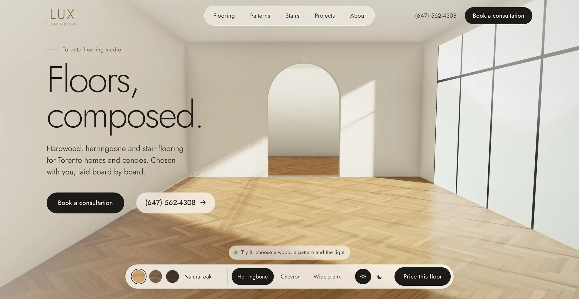 Lux Floor & Design homepage on a desktop computer