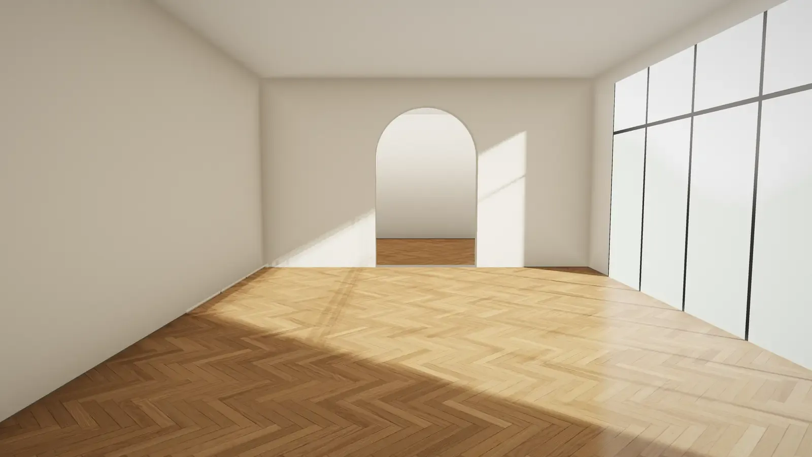 A Toronto room with a wood floor, illustrated from real wood textures