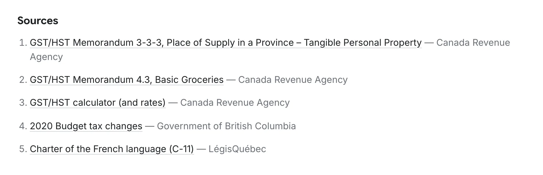 The article’s list of sources