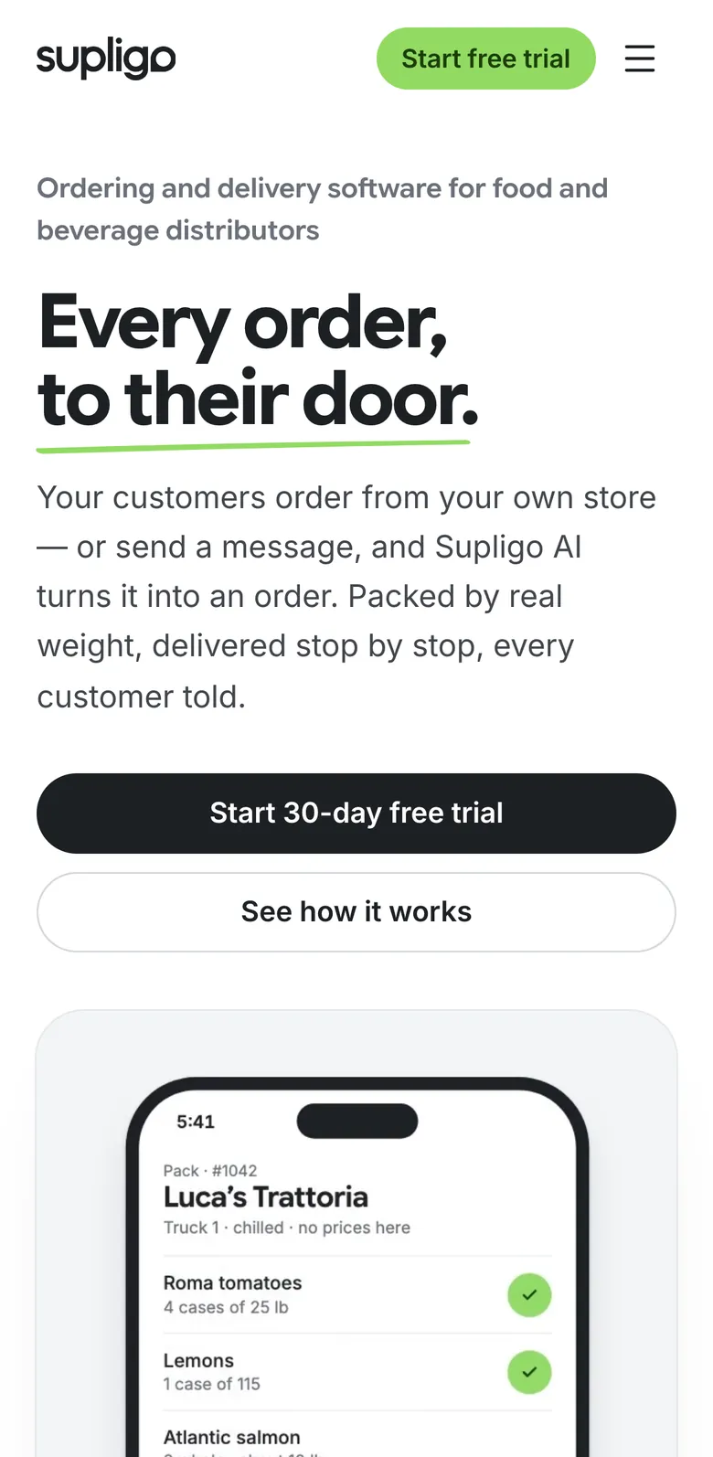 Supligo homepage on a phone